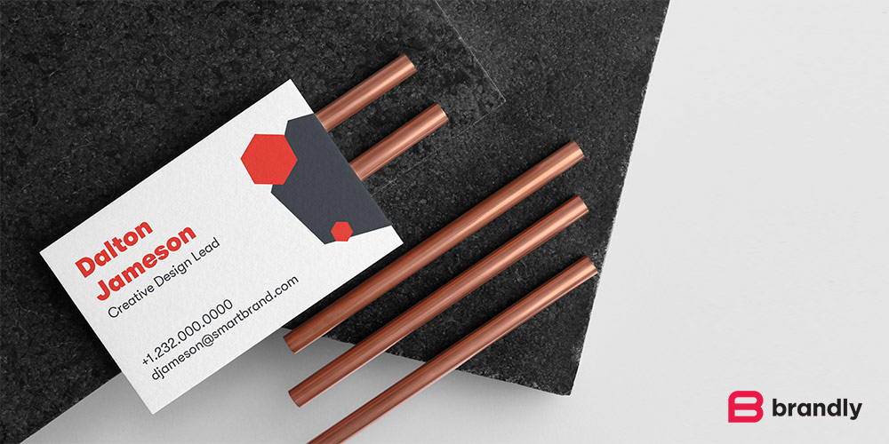 Modern business card design with geometric accents by Brandly