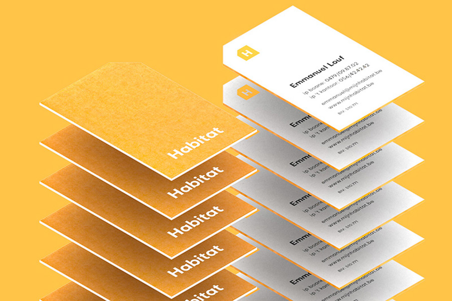 Stack of vertical card with simple yellow and white color