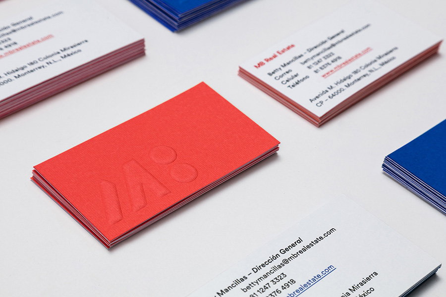 Embossed logo on bold colored business card back