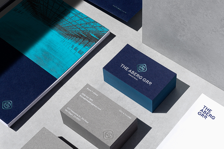 Simple blue and grey business card design for industrial real estate group