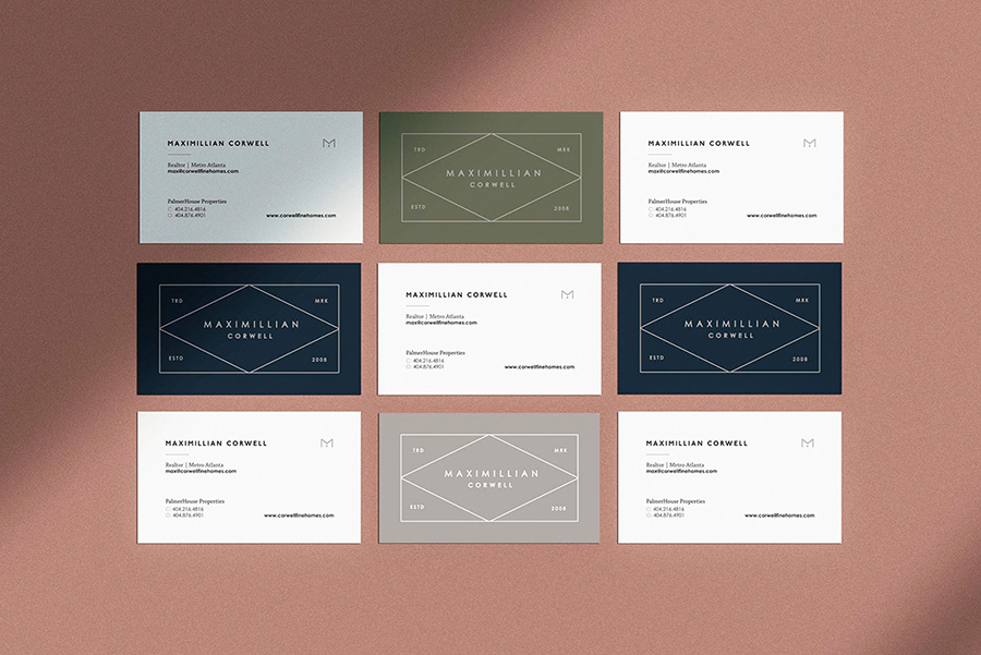 Realtor business card in different designs and colors