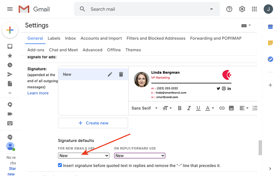 Gmail signature step 5