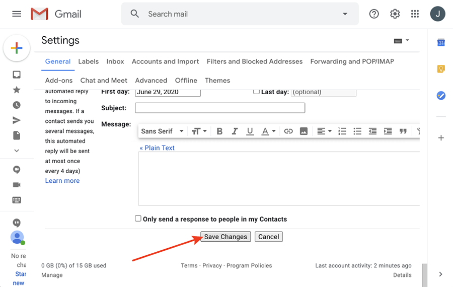 Gmail signature step 6