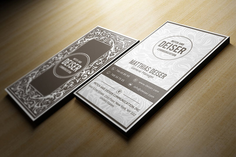 a close up of a business card on a table.