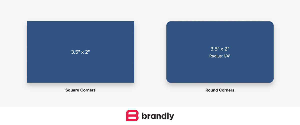 Business card size and corners